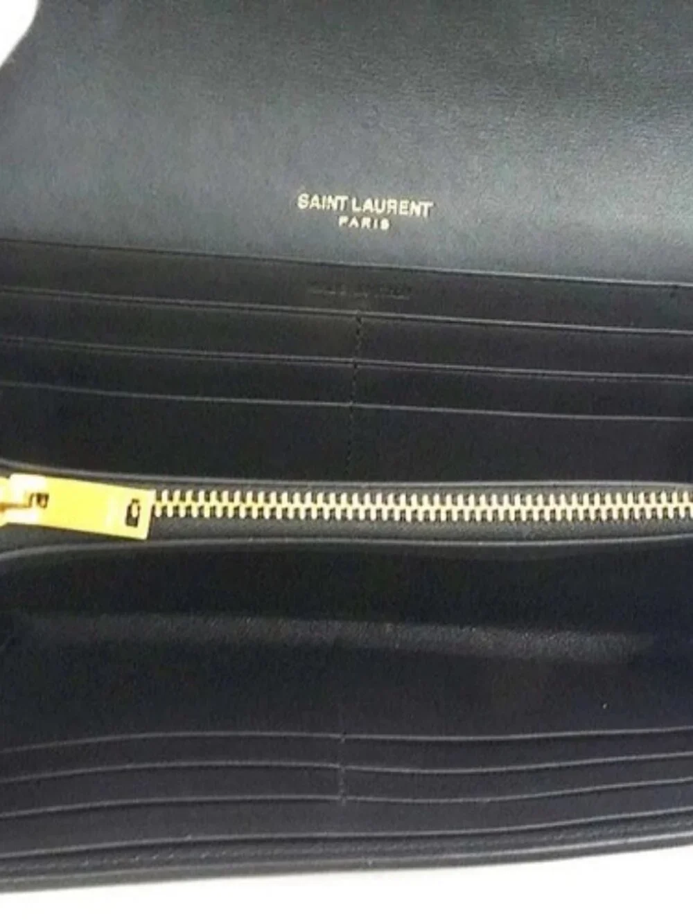 Auth SAINT LAURENT Long Wallet Black Leather/Goldtone - h31722a - Picture 6 of 16